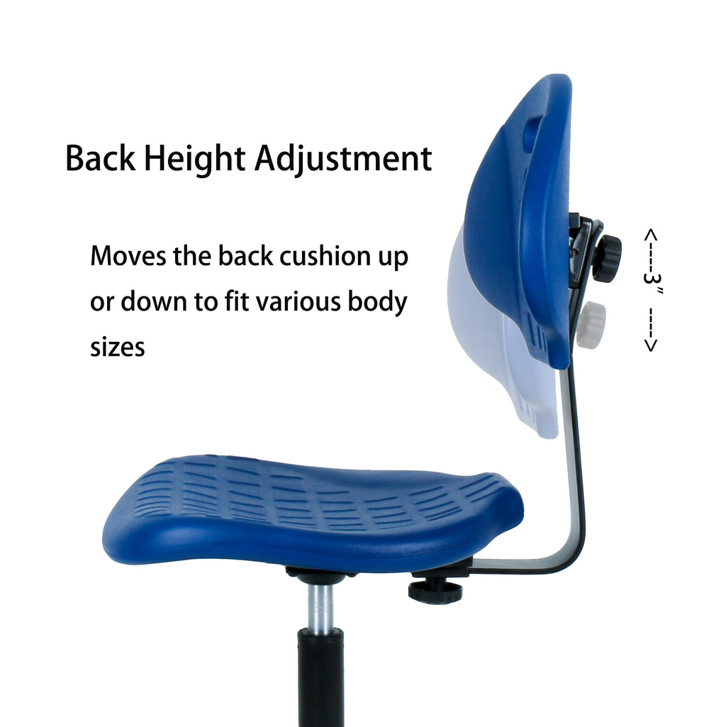 Take Ur Seat® Deluxe Polyurethane Drafting Lab Stool Chair, 18" Adjustable Footring, 10" Adjustable Height, 450 Lbs Seat Capacity, Heavy Duty