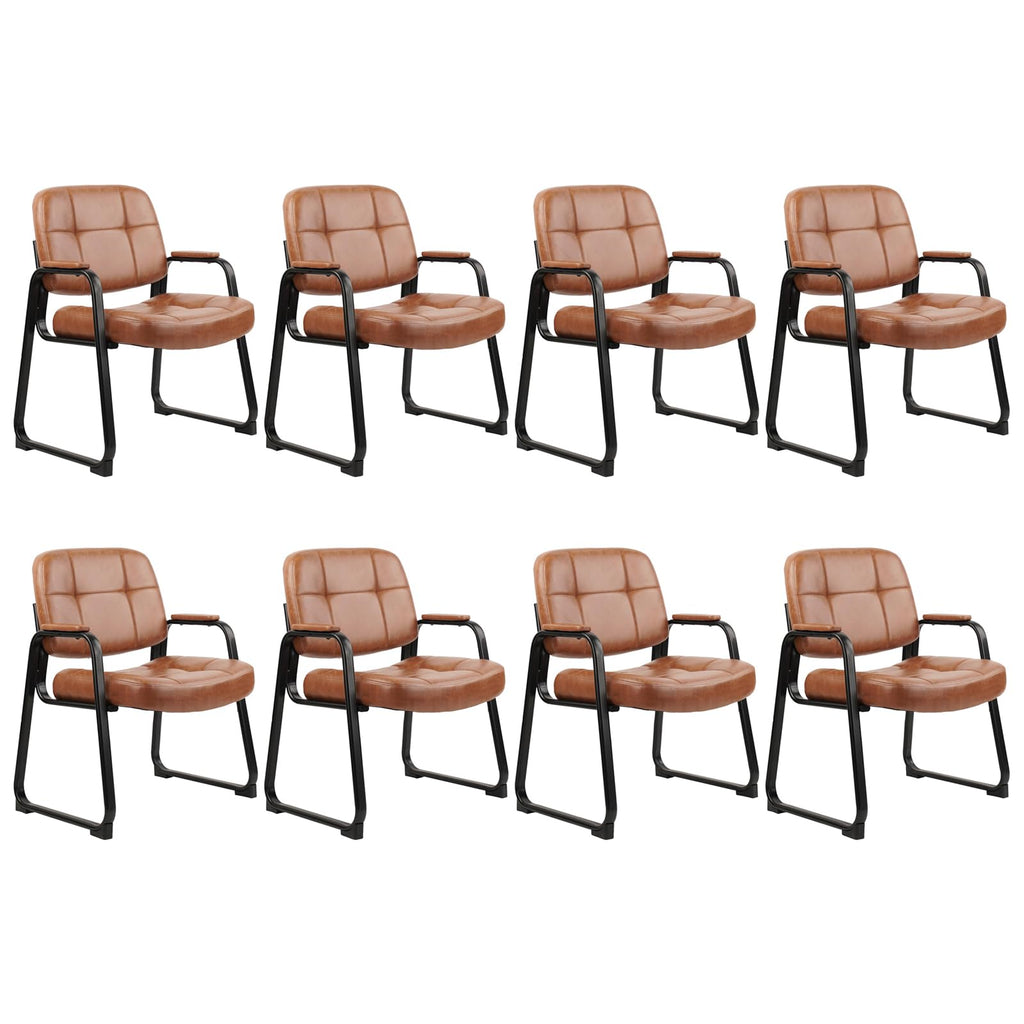Clatina Big & Tall 500 Lb Waiting Room Chairs with Padded Armrests and Sled Base, Leather Stationary No Wheels Office Reception Guest Chair for