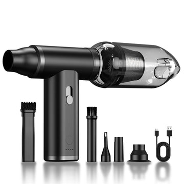 Compressed Air Duster & Vacuum Cleaner 4-in-1, 150,000RPM Powerful Electric Air Duster, Cordless Rechargeable with Adjustable Speed Handheld Air Blower for Keyboard, Car, Office, Home Electronics