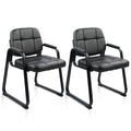 Clatina Waiting Room Guest Chair with Bonded Leather Padded Arm Rest for Office Reception and Conference Desk Black with Sled Base 2 Pack