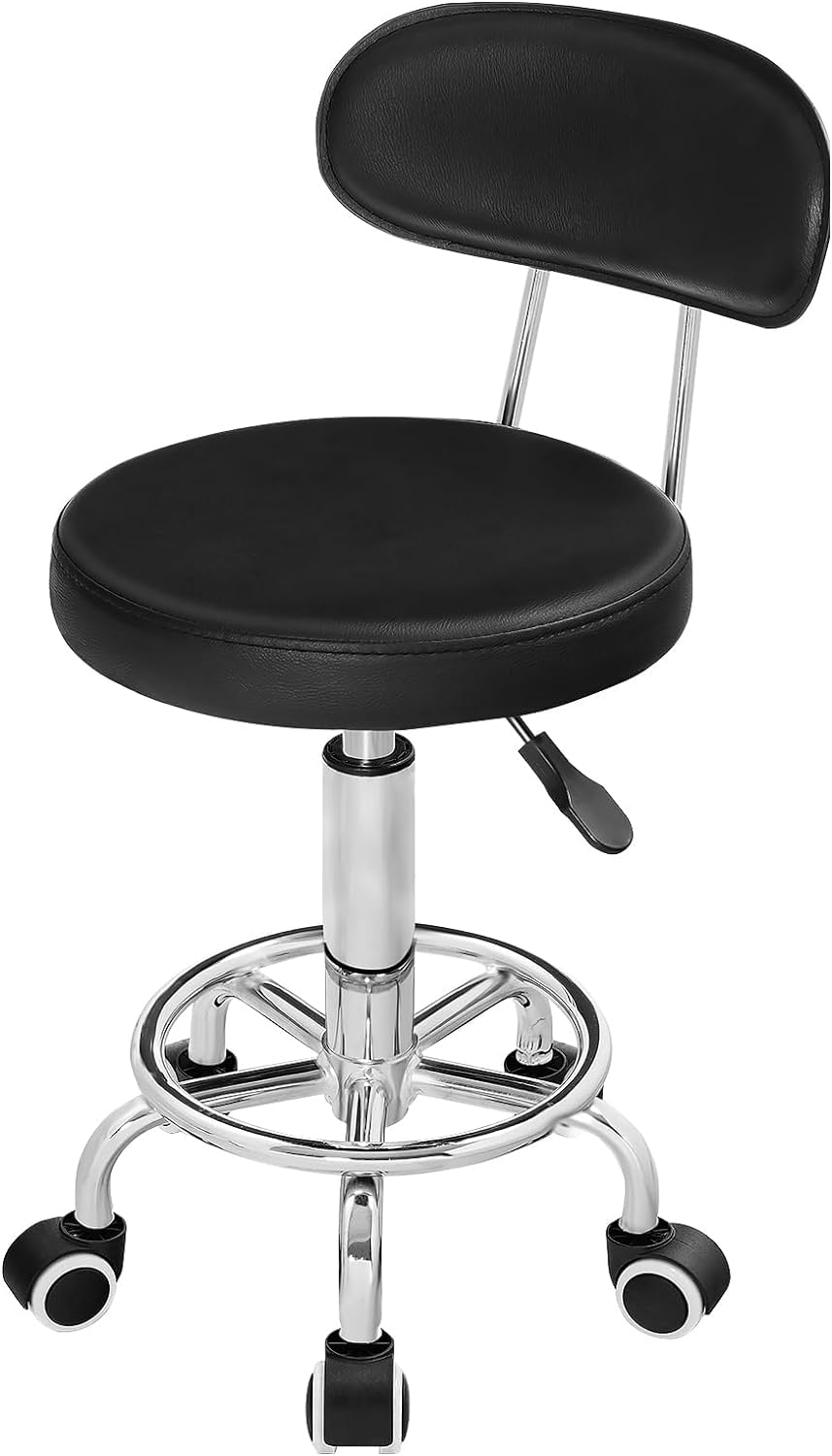 Hoobro Height Adjustable Rolling Stool, 360° Rotating Drafting Chair, Multi-purpose Office Desk Chair, Rolling Swivel Salon Stool Chair, for