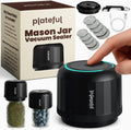 Plateful VacuFresh Electric Mason Jar Vacuum Sealer Kit (10 Lids Included) - For Wide Mouth & Regular Mouth Jars, Cordless, Portable Jar Vacuum Sealer For Food Storage With Lids, Opener, Charger