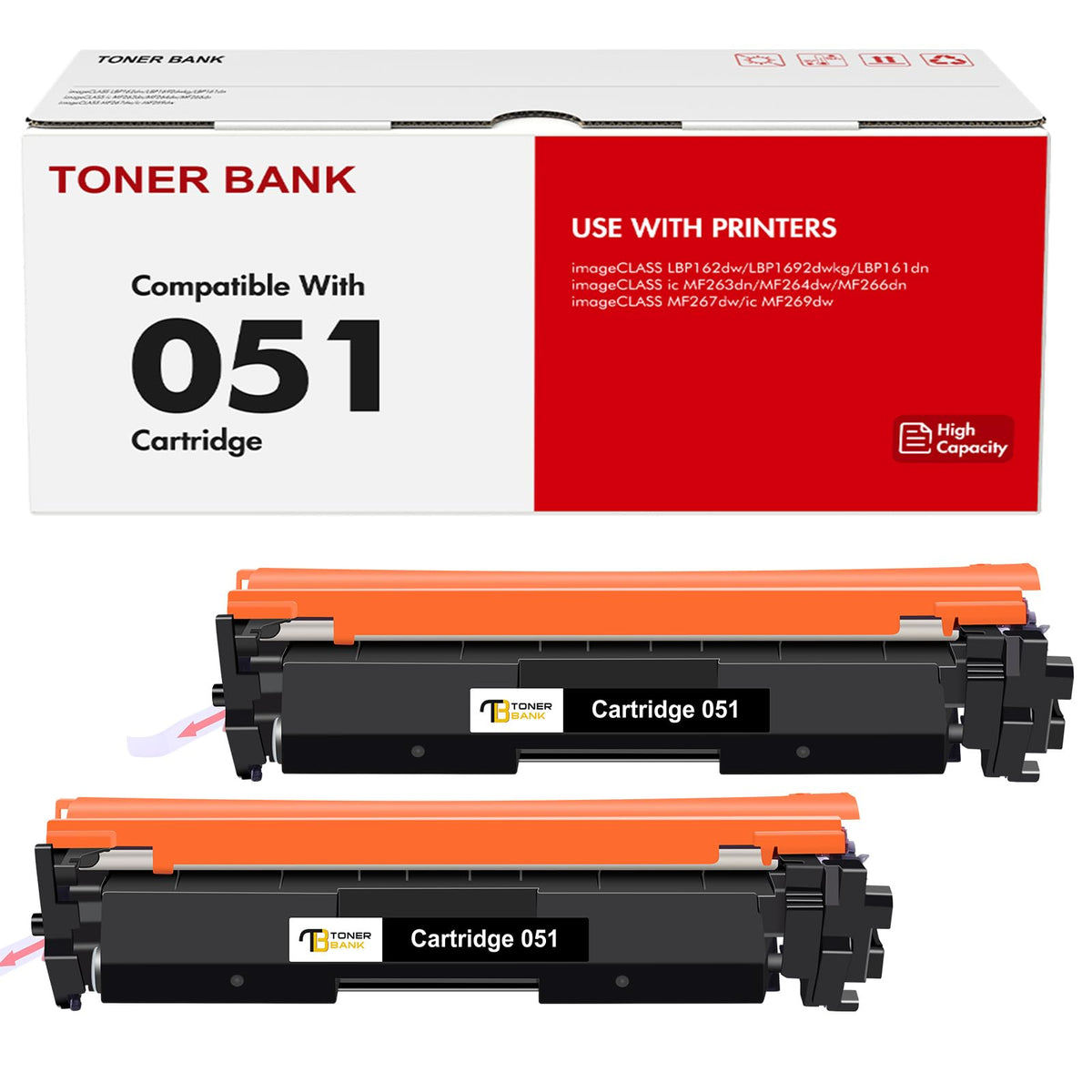 051 Toner Cartridge Black for Canon 051H MF267dw CRG-051H CRG051H 2 Pack | Compatible for Canon ImageCLASS MF264dw MF269dw LBP161dn LBP162dw MF266dn MF263dn MF260 LBP160 Series MF269 MF264 Printer