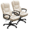 Furmax Office Executive Chair High Back Adjustable Managerial Home Desk Chair, Swivel Computer Pu Leather Chair with Lumbar Support (2, Beige)