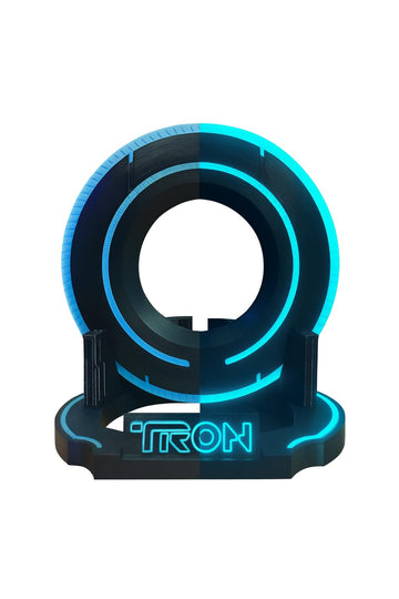 Futuristic Identity Disk Display with Stand Inspired by Tron Disc