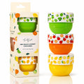 Snack Containers (4 Set) - 4.75 Oz Small Food Storage Cups with Lids - Fruit, Nuts, Sauce, Condiments & Salad Container for Lunch Box - (3 COLORS-5 Oz)
