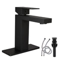 Black Bathroom Sink Faucet, SUS304 Stainless Steel Lead-Free Vanity Faucet with Deck Plate & Pop-Up Drain, Single/3 Hole Installation, for Farmhouse,Bathroom Sink,Vanity, Washbasin, RV,