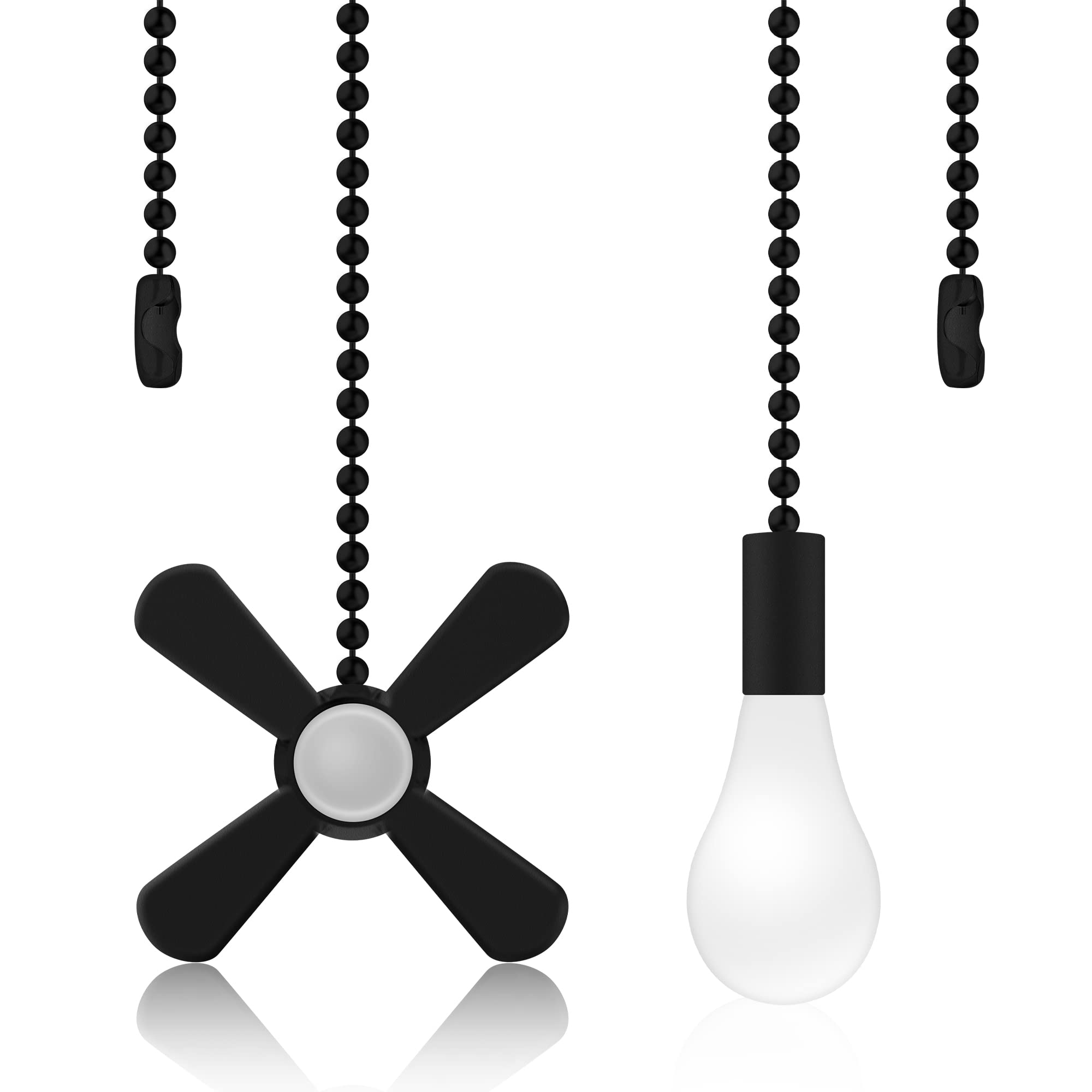 Ceiling Fan Pull Chains With Decorative, 2 Pieces Of Black Ceiling Fan Chain Extenders 13.6 Inches Fit All Standard Ceiling Fans And Light Fixtures?Pull Chain Extension With Connector.