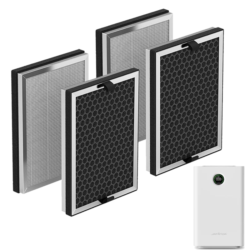 4-Pack JF260 Replacement Filter for Jafända JF260 JF260S air purifier, H13 True HEPA (MERV17) & Activated Carbon, 3-Stage Filtration for Smoke, Pet Hair & Odors, Part #JF260-RF for Jafanda