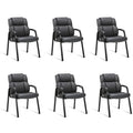 Clatina Leather Guest Chair with Padded Arm Rest for Reception Meeting Conference and Waiting Room Side Office Home Black 6 Pack