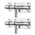 JQK Door Latch Lock Barrel Bolt 4 Inch, 304 Stainless Steel Slide Gate Latches Security Thickened 1.4mm with Padlock Hole, Silver, 2 Pack HBB120-P2