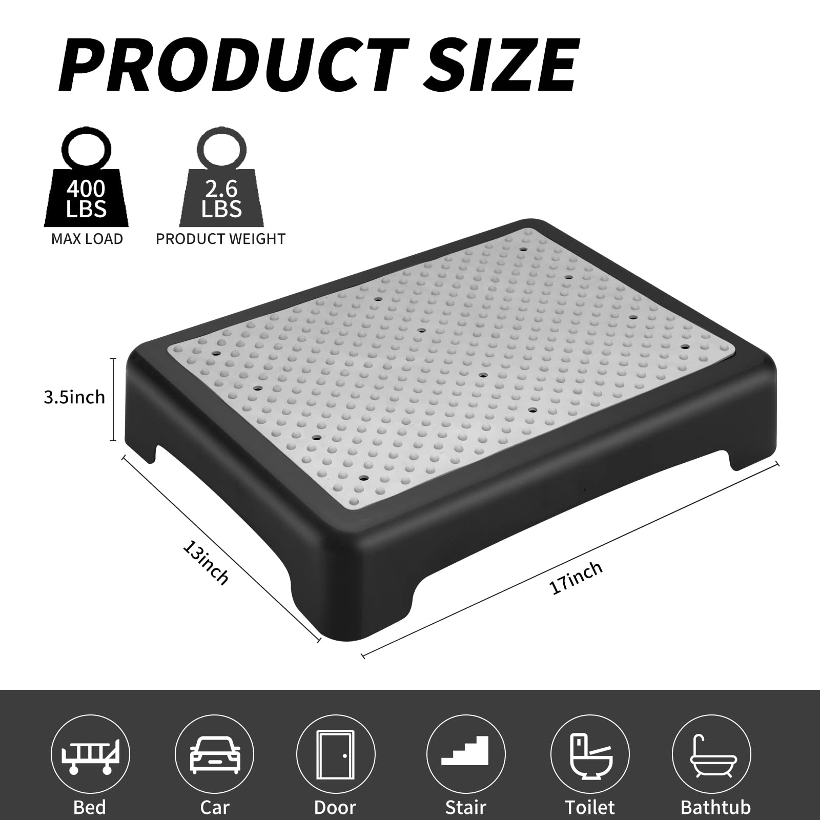 Fotree Step Stool, Indoor Outdoor Non-slip Platform Step Stools for Adults ? Elderly Senior, Portable Anti-fall Safety Step Platform, Large