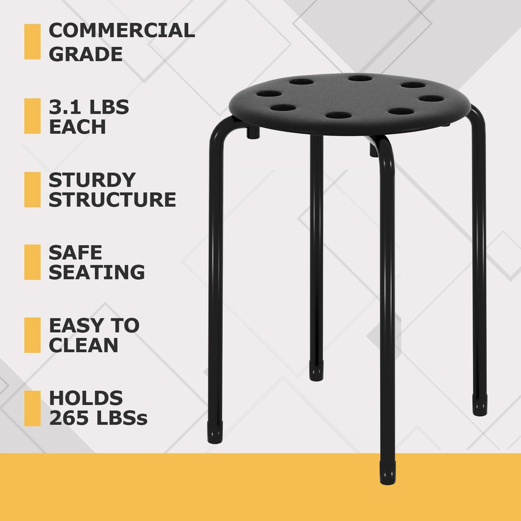 Vecelo 6-piece Stacking Stools, 17.7 Inch Standard Height, Portable Stackable Colorful Decoration Stools for School Classroom and Office Use,