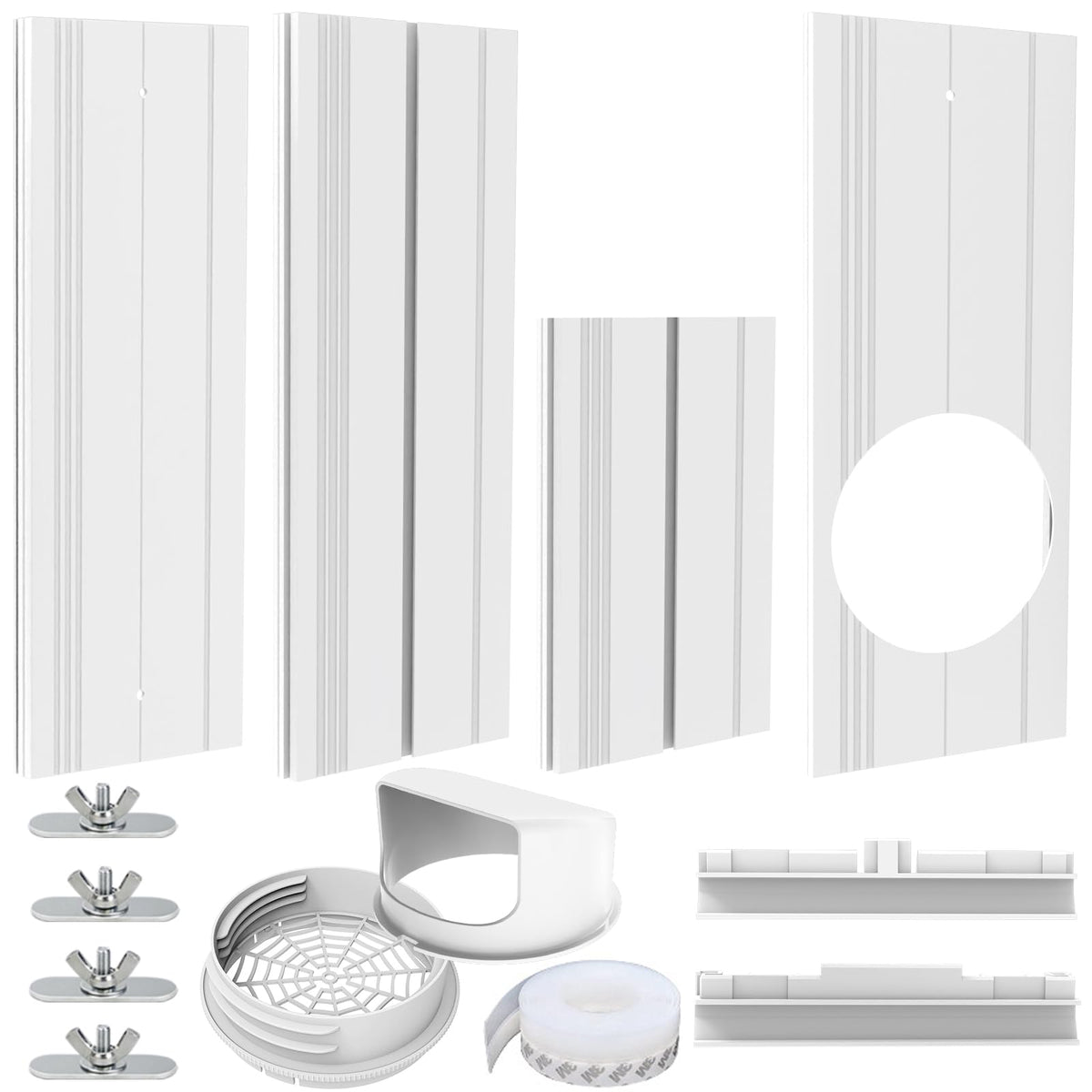 Portable Air conditioner Window Vent Seal Kit with Universal Coupler Fit for 5.1"/5.9" Exhaust Hose, Mobile A/C Unit Window Vent Kit with 4 Vent Seal Plates for Vertical/Horizontal Sliding Window