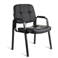 Clatina Leather Office Guest Waiting Room Chair with Sled Base, Reception Chair No Wheels with Armrests and Lumber Support, Stationary Armchair