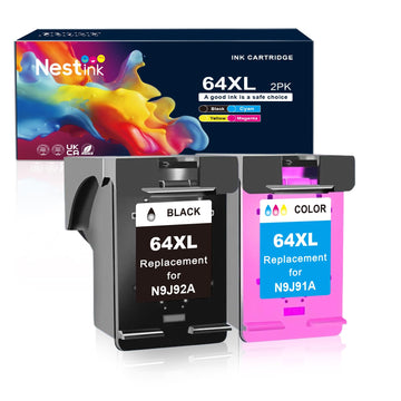 64XL Ink Cartridges Black and Color Compatible for HP 64XL Ink Cartridge Combo Pack Compatible for HP 64 Ink Fit for Envy Photo 7855 7858 7155 7120 7800 6252 6255 7158 7100 7164 Tango Printer