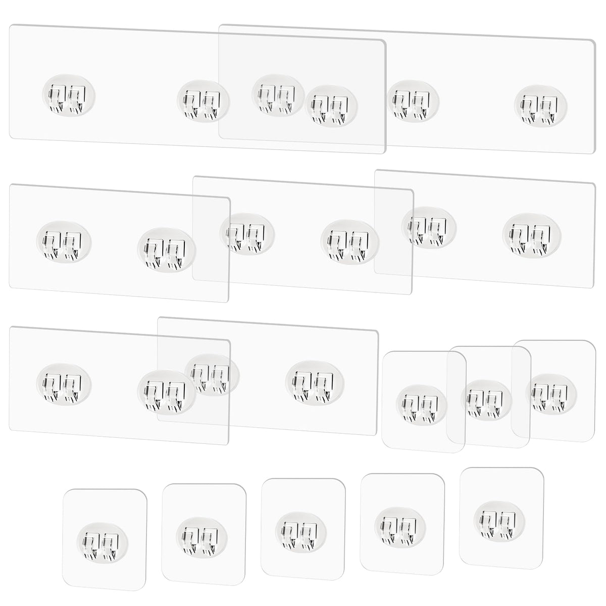 15 Pack Shower Caddy Adhesive Replacement - Strong No Drilling Shower Shelf Adhesive Hooks for Bathroom Storage Shelves & Kitchen Racks, 3 Sizes Included