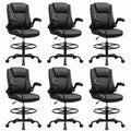Drafting Chair, Tall Office Chair for Standing Desk, High Executive Leather Ergonomic Computer Chair with Adjustable Height and Flip-up Armrest