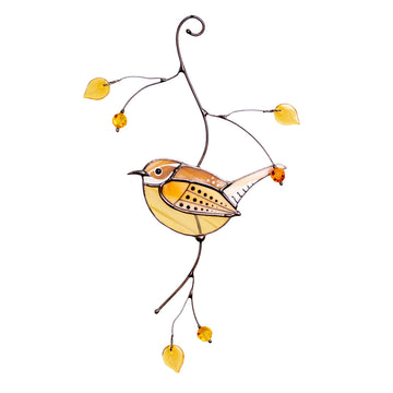 Carolina Wren Handmade Stained Glass Suncatcher Window Home Garden Decor