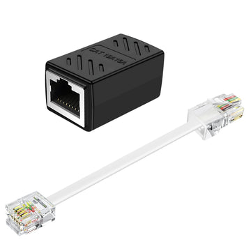 moeverEX RJ11 to RJ45 Adapter Phone Jack to Ethernet Cable Adapter, RJ45 8P8C Female to RJ11 6P4C Male for Landline Telephone Service