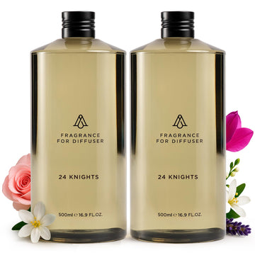 AromaPlan Hotel Scents 24 Knights 16 Fl Oz 2 Pack (946ml), Home Luxury Aroma & Hotel Fragrance Diffuser Oil- Hotel Diffuser Oil for Aromatherapy- USA Made, Bigger Bottle, Bolder Aroma & Longer Lasting