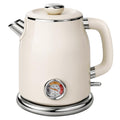 Mecity Retro Electric Kettle 1.7L, Stainless Steel Interior, Food-Grade Silicone Water Contact, Double Wall Cool Touch, 1500W Fast Boil, Thermometer (°F/°C), Wide Opening, Cream