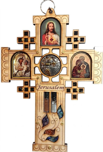 A SHER'S CREATION Jerusalem Wood Cross Wall Decor Catholic blessing