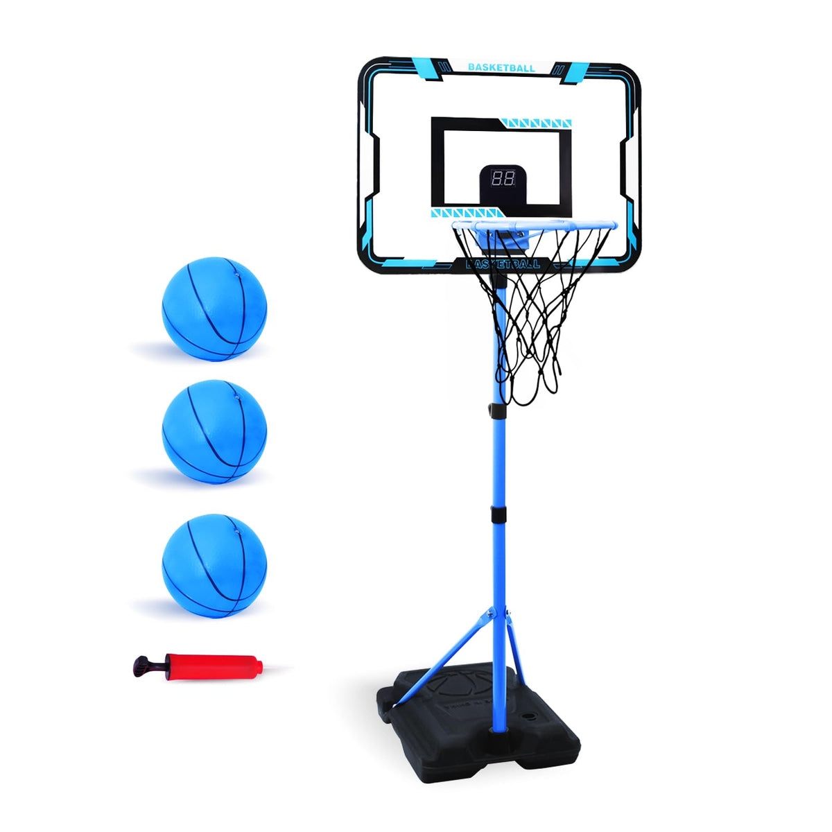 Nattork Kids Basketball Hoop, Adjustable Height Toddler Basketball Hoop Stand, Indoor Outdoor Basketball Goal Toy for Boys Girls Ages 3~8 Years Old, Includes 3 Balls, Ideal for Birthday Gift