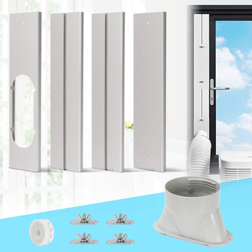 Portable Air Conditioner Window Kit, 5.1" Sliding Window AC Seal Kits | Adjustable Plates 17-64", No Exhaust Hose, Universal AC Vent Kit for Vertical/Horizontal Window, for Bedroom