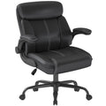 Keratee Executive Leather Office Chair, Ergonomic Home Office Desk Chair with Flip-up Armrests, Adjustable Height, Mid-back with Rocking