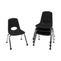 Fdp 12" School Stack Chair,stacking Student Seat with Chromed Steel Legs and Ball Glides for In-home Learning or Classroom - Black (4-pack),