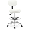 Brick Attic Drafting Chair with Backrest – Adjustable Foot Rest Rolling Stool with Wheels, Pu Leather Swivel Stool for Office Spa Studio Lab