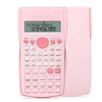 Scientific Calculator, 2 Line Cute Scientific Math Calculator Function Calculator for Students Algebra Geometry Basic Caculator for Middle and High School Students College School Supplies (Pink)