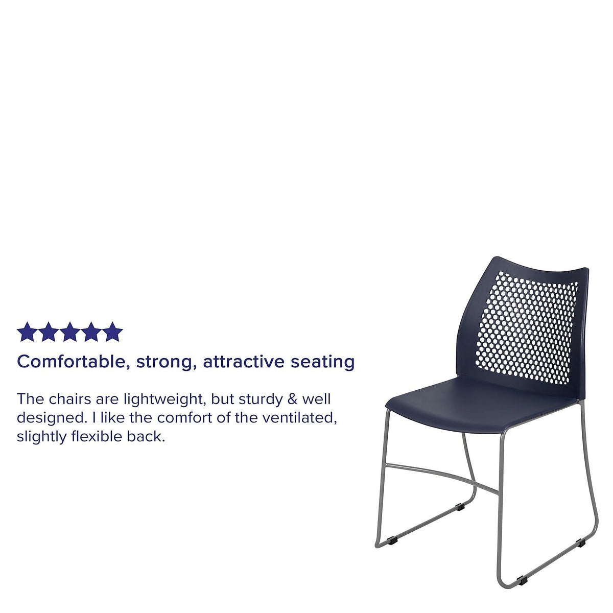 Flash Furniture Hercules Stack Chair with Air-vent Back, Navy, Set of 1