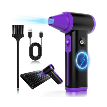 WINWEND Compressed Air Duster: 130000RPM & 8-Gear Adjustable Rechargeable Electric Air Duster - Mini Cordless Air Blower for Cars, PC, Keyboard, Home, Outdoor Cleanings - Replaces Compressed Air Cans