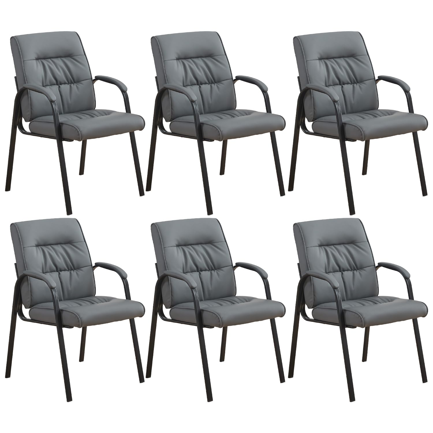 Boiskom Office Guest Reception Chair Set of 6, Conference Room Chairs Waiting Room Chairs 6 Pack, Modern Leather Office Desk Chair No Wheels.