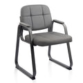 Clatina Waiting Room Guest Chair with Bonded Leather Padded Arm Rest for Office Reception and Conference Desk Black with Sled Base Grey 1pack