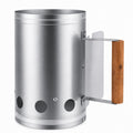 Charcoal Chimney Starter - BBQ Chimney Starter with wood heat insulation handle, charcoal grill accessory for outdoor bbq, camping fire(S)