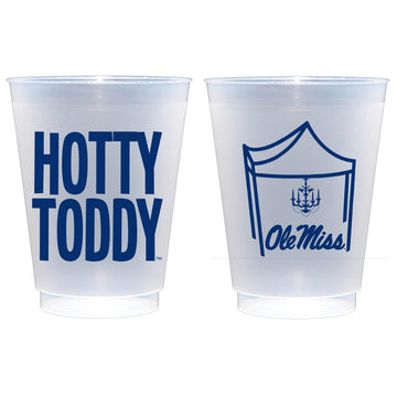 Two Funny Girls University of Mississippi Ole Miss HOTTY TODDY Printed Frosted Plastic Cups 16 oz - Elegant Party Cups 10 Pack - Reusable Cute Cup set for game day, Tailgating, Football Party Favor