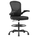 Synorla Ergonomic Tall Drafting Chair-mesh Desk Chair with Flip-up Arms, Matte Black