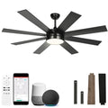 YITAHOME 60 Inch Black Ceiling Fan with Lights and Remote,8 Blades,App Control, Modern Smart Ceiling Fan Compatible with Alexa for Indoor, Reversible Quiet Motor, Memory Function