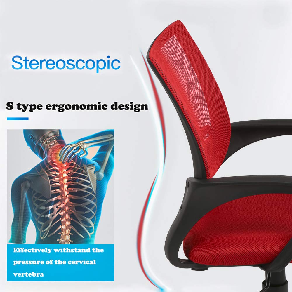 Office Chair Ergonomic Desk Chair Mesh Executive Computer Chair with Arms for Back Pain, Set of 2, 2 Pcs, Red