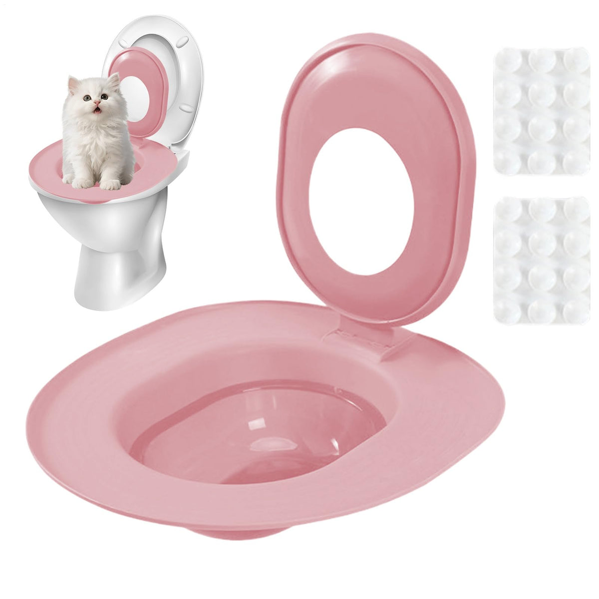 Cat Toilet Training Kit | Removable Potty Seat - Toilet Litter Box Trainer - for Indoor Home Apartment Bathroom Basement Pet Shop