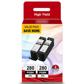280XXL PGBK Ink cartridge Replacement for Canon 280 PGI-280 PGI 280 ink Tank Compatible with Canon Printer PIXMA TR8620a TS9520 TS6220 TS702a TR8622a TR8600 TR8520 TR7520 TS9120 TR8622 Printer(2 Pack)