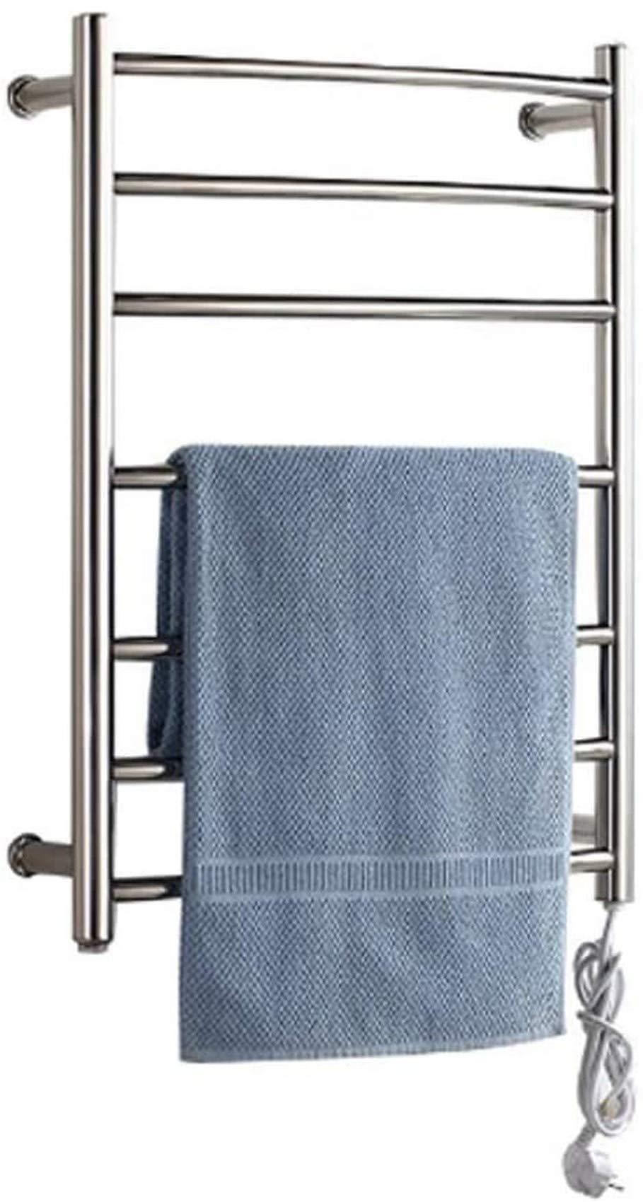 Electric Towel Radiator, Heated Towel Warmer and Drying Towel Rack, 7 Heated Bars, Stainless Steel Wall-Mounted Heater Towel Rail for Bathroom