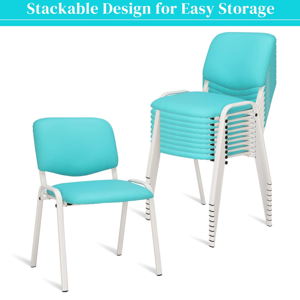 Vingli 10-pack Waiting Room Chairs, Stackable Chair for Office, Pu-blue