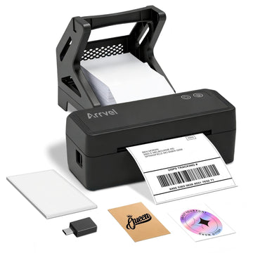 Bluetooth Thermal Label Printer with Stand, Wireless 4x6 Shipping Label Printer for Small Business, Inkless Printing for USPS Amazon Etsy Shopify, Support iPhone Android Windows Mac (Black)