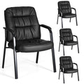 Olixis Office Waiting Room Guest Chair Set of 4, 500lbs, Faux Leather, 4 pack, Modern Black