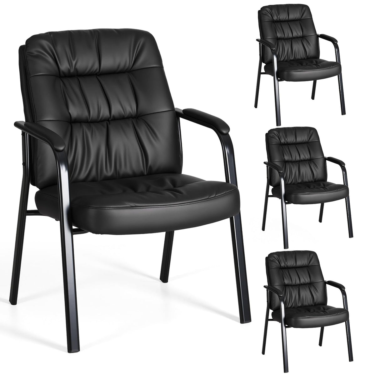 Olixis Waiting Room Chairs Set of 4, Guest Chair No Wheels, 4 pack, Black