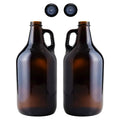 FastRack 64oz Amber Glass Growlers with Polyseal Caps (2 Pack) | Half Gallon (1/2 Gallon) Beer Growler Jugs for Home Brewing, Wine, Cider & Kombucha – Reusable Amber Glass Jugs for Beverage Storage